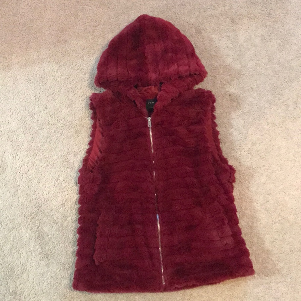 Red/Maroon Fur Vest
